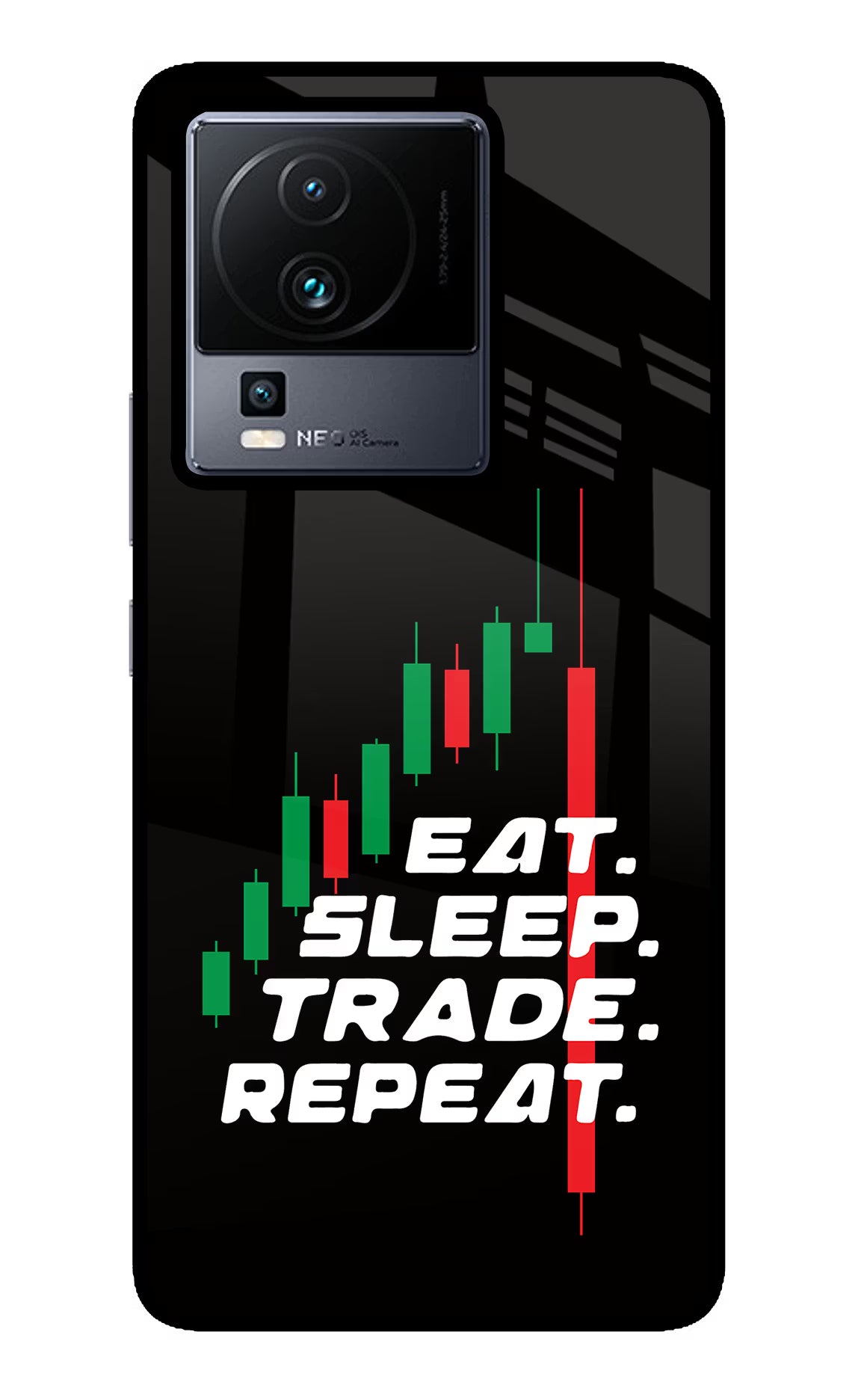 Eat Sleep Trade Repeat iQOO Neo 7 Pro Back Cover Glass Case - Hello Swanky