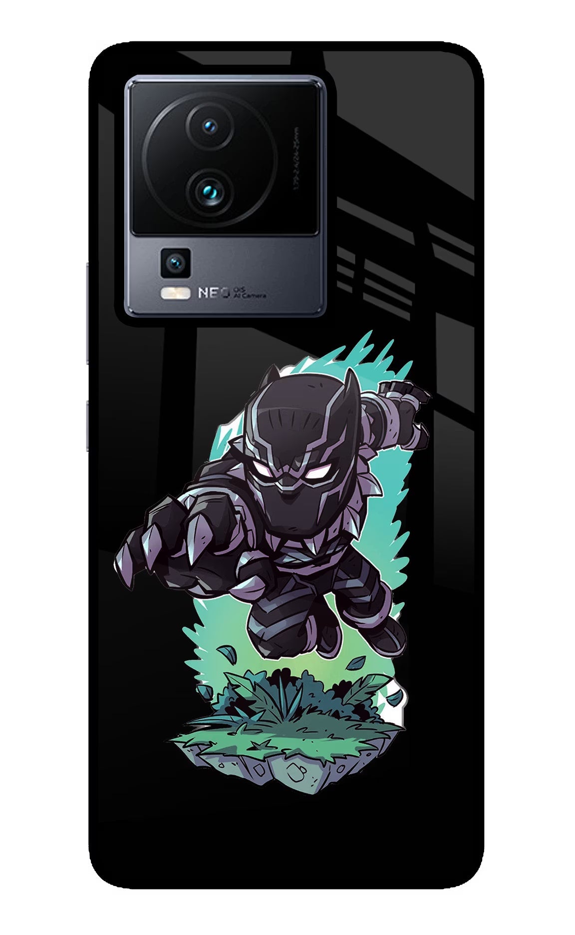 Black Panther iQOO Neo 7 Pro Back Cover Glass Case - Hello Swanky