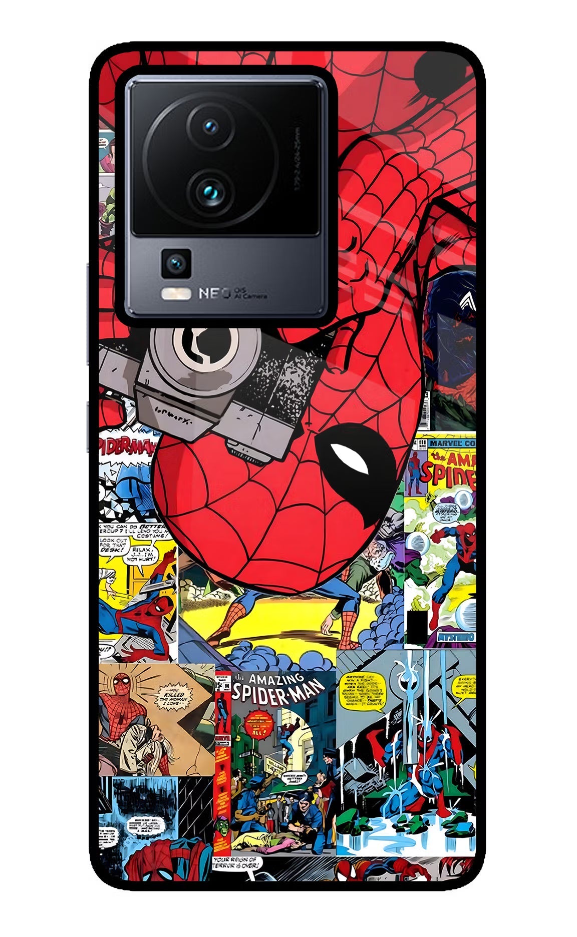 Spider Man iQOO Neo 7 Pro Back Cover Glass Case - Hello Swanky
