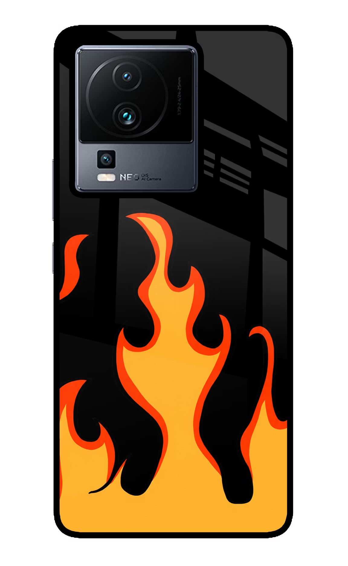 Fired Up - Black iQOO Neo 7 Pro Back Cover Glass Case - Hello Swanky
