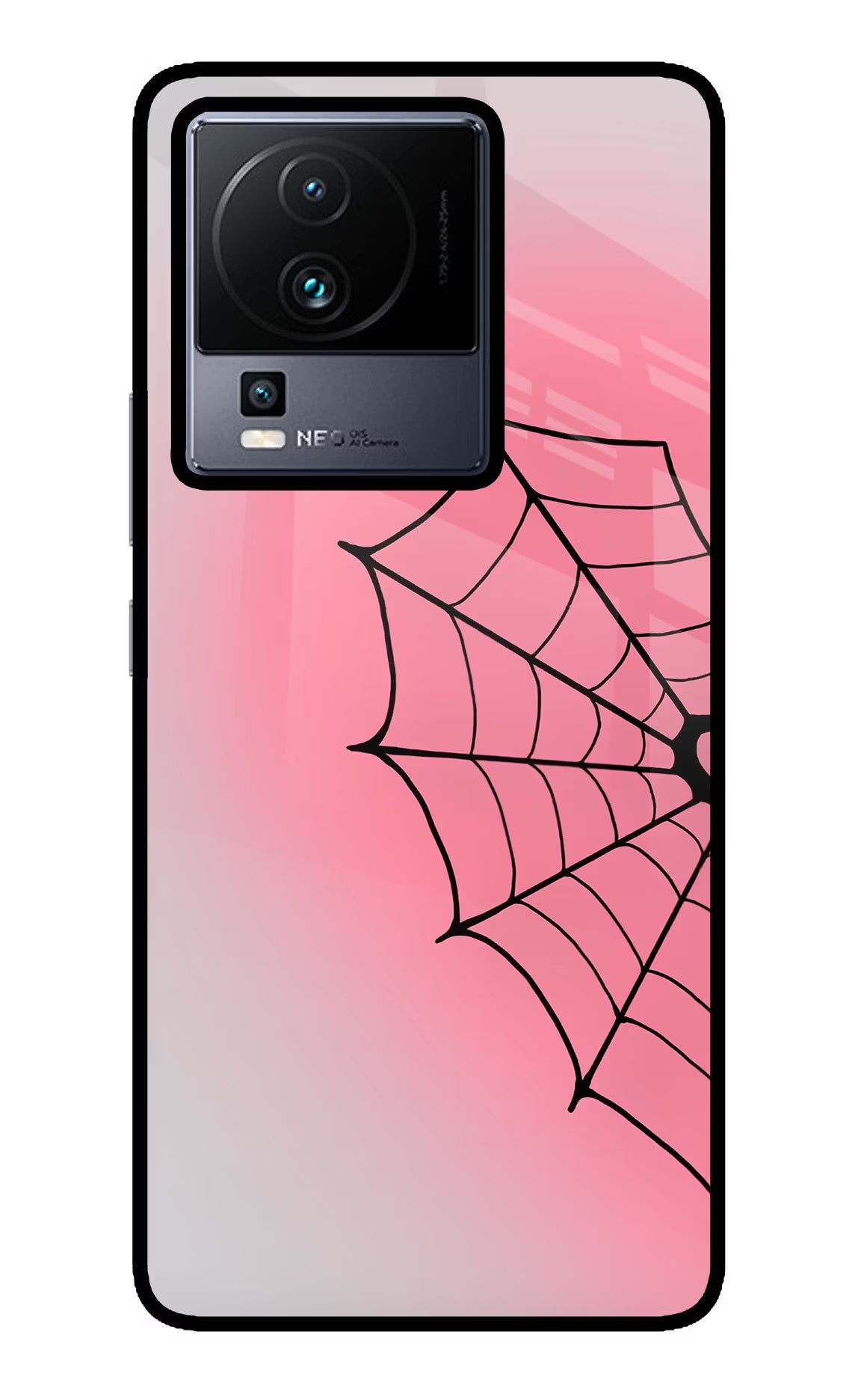 Pink Web iQOO Neo 7 Pro Back Cover Glass Case - Hello Swanky