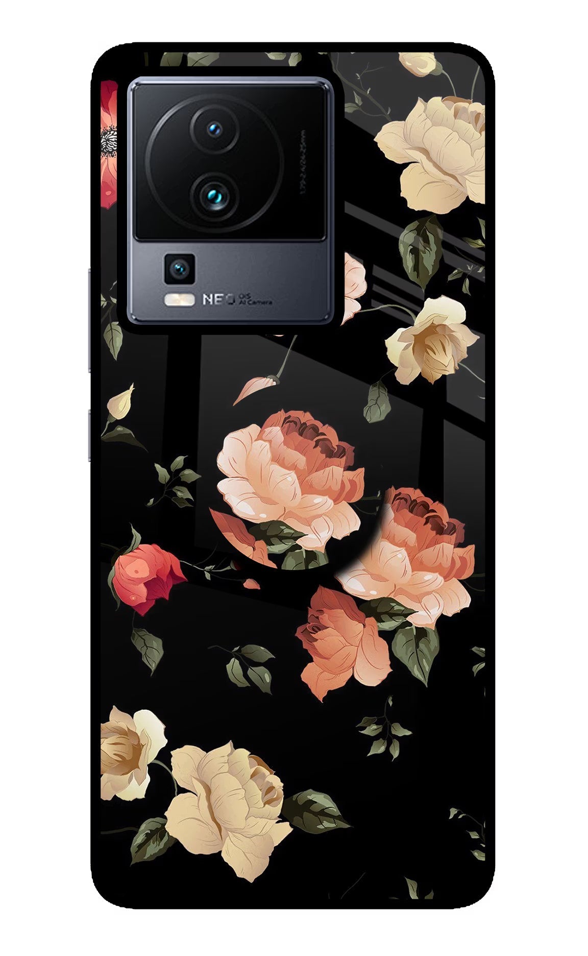 Flowers iQOO Neo 7 Pro Back Cover Glass Case - Hello Swanky