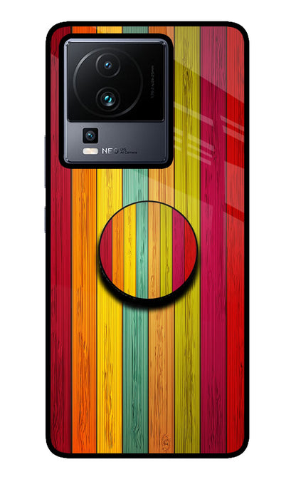 Multicolor Wooden iQOO Neo 7 Pro Back Cover Glass Case - Hello Swanky