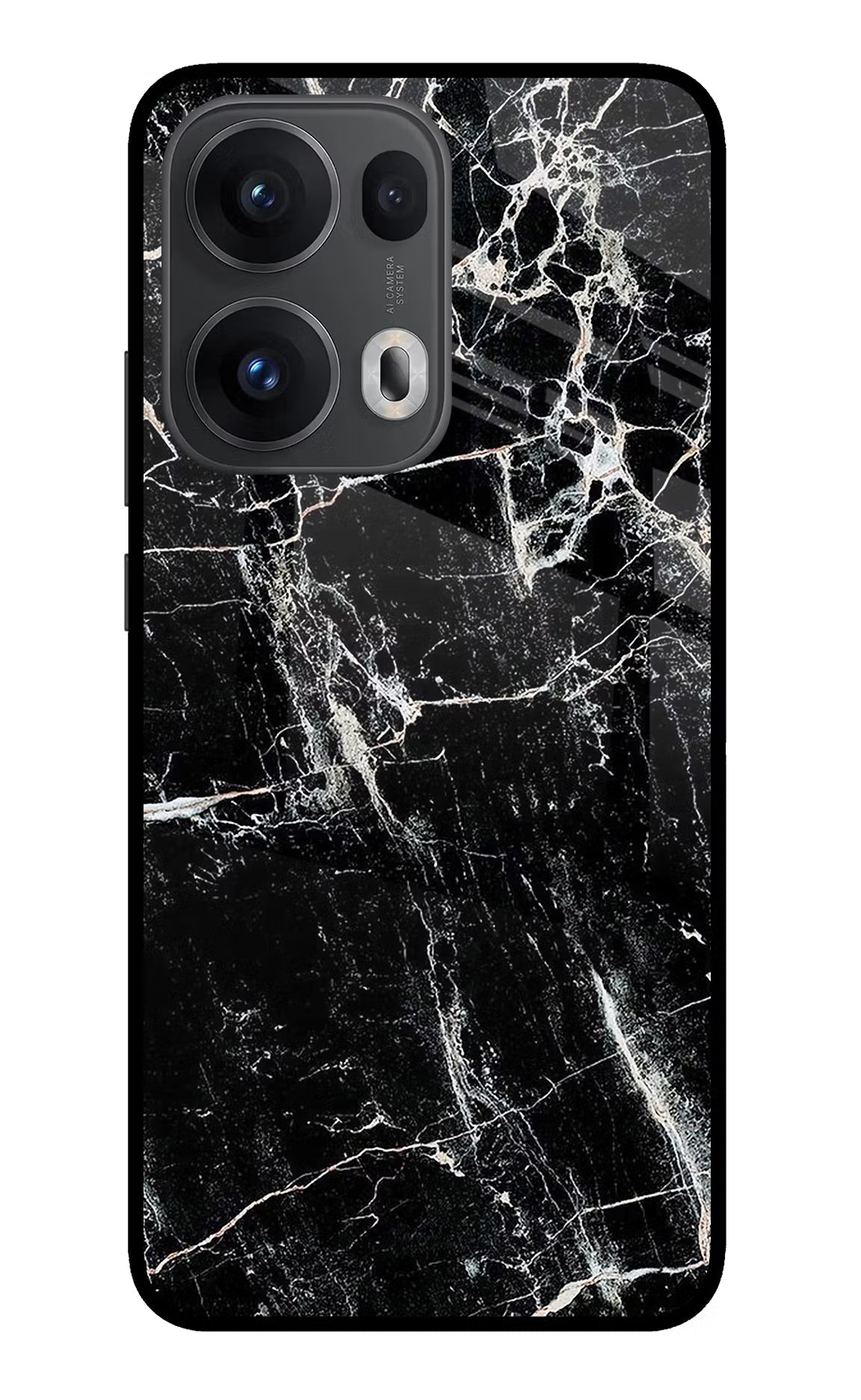 Black Marble Texture Oppo Reno13 Pro 5G Glass Case