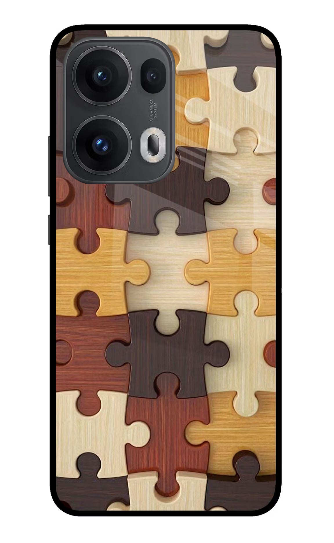 Wooden Puzzle Oppo Reno13 Pro 5G Glass Case