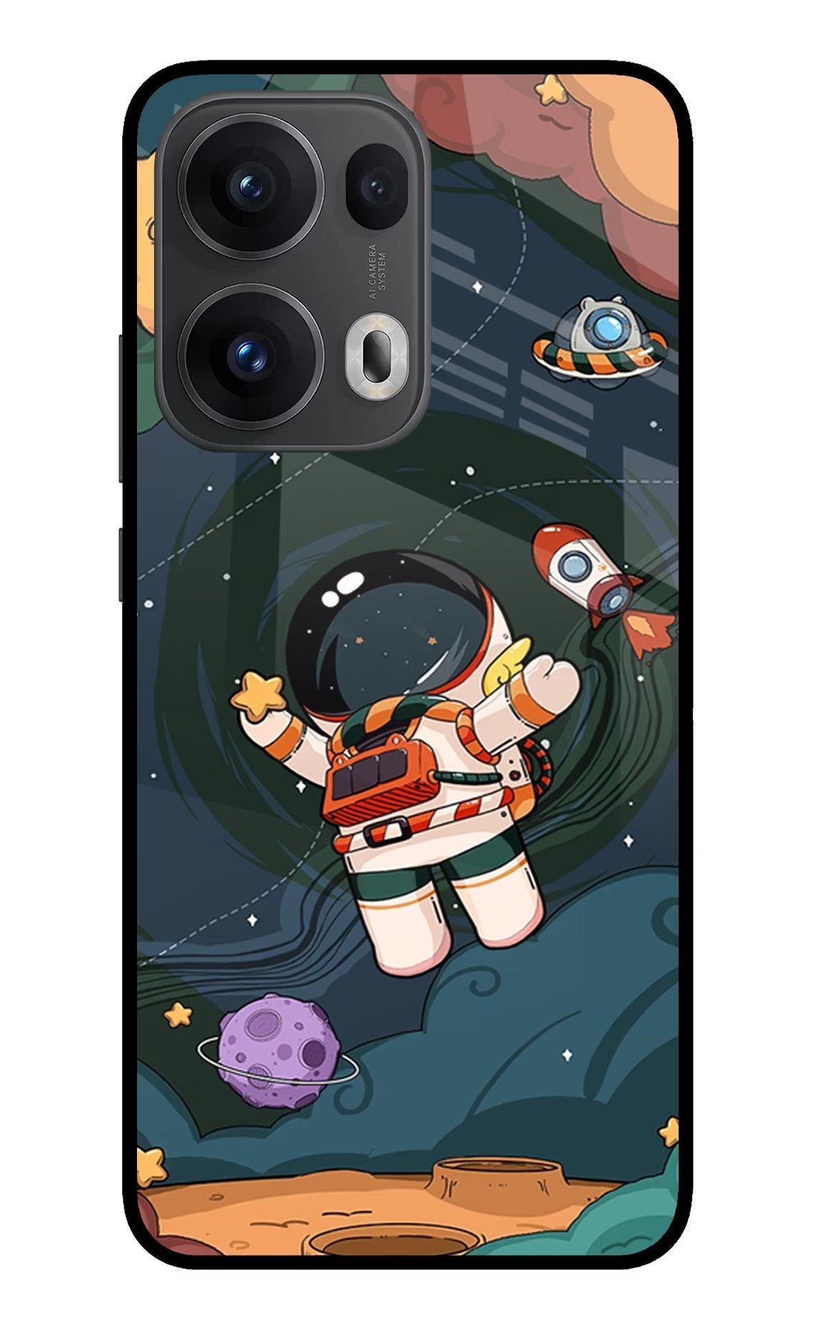 Cartoon Astronaut Oppo Reno13 Pro 5G Glass Case