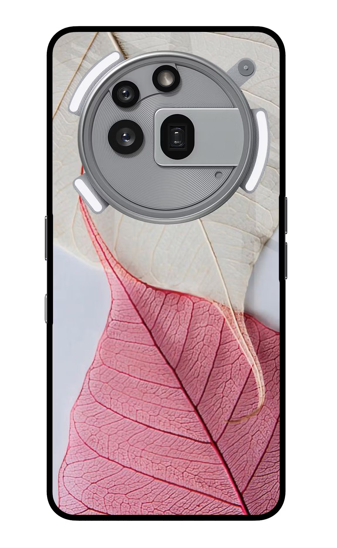 White Pink Leaf Nothing Phone 3a Pro Back Cover