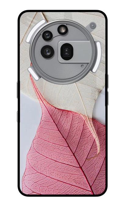 White Pink Leaf Nothing Phone 3a Pro Back Cover