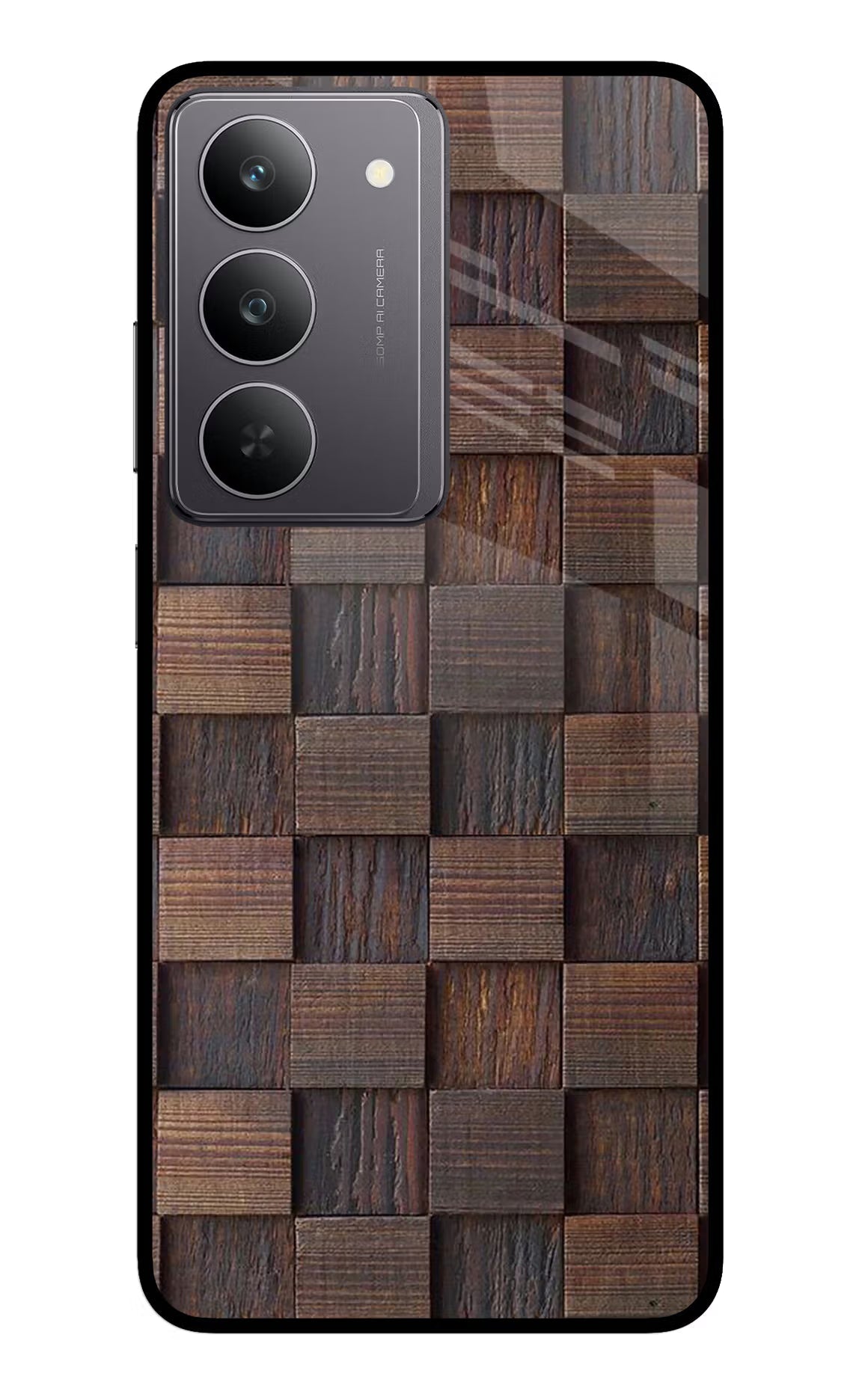 Wooden Cube Design Realme 14x 5G Glass Case