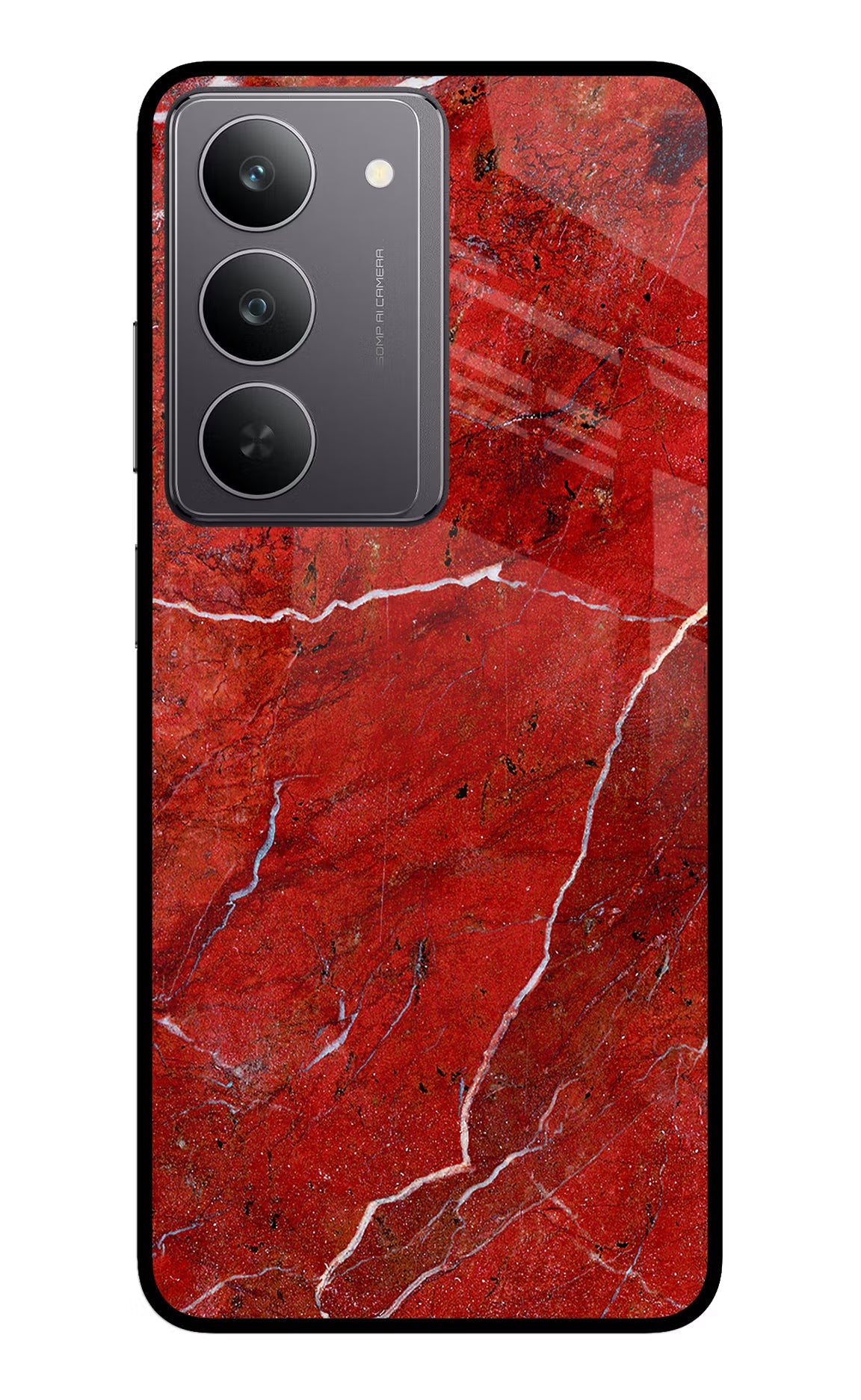 Red Marble Design Realme 14x 5G Glass Case
