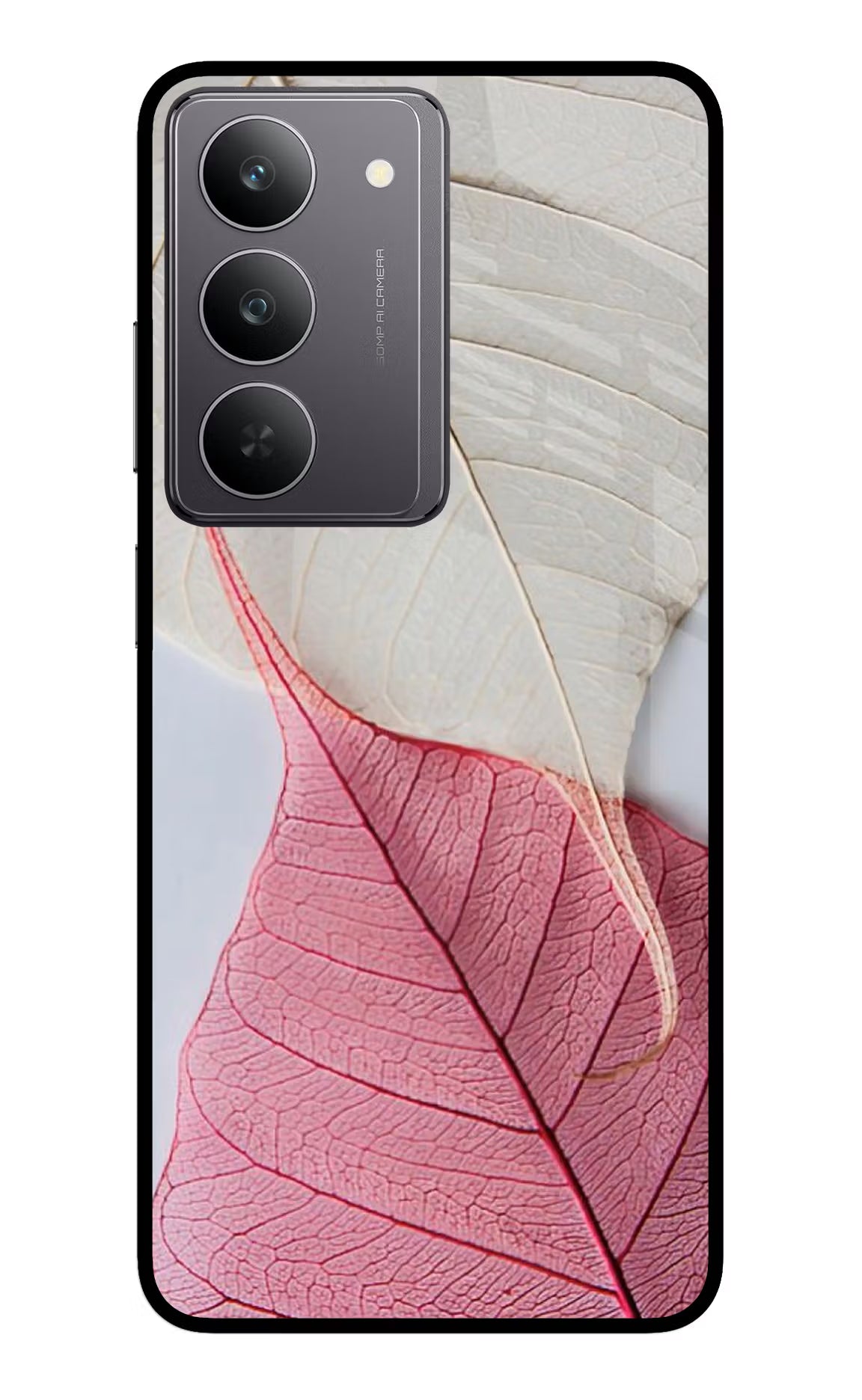 White Pink Leaf Realme 14x 5G Back Cover