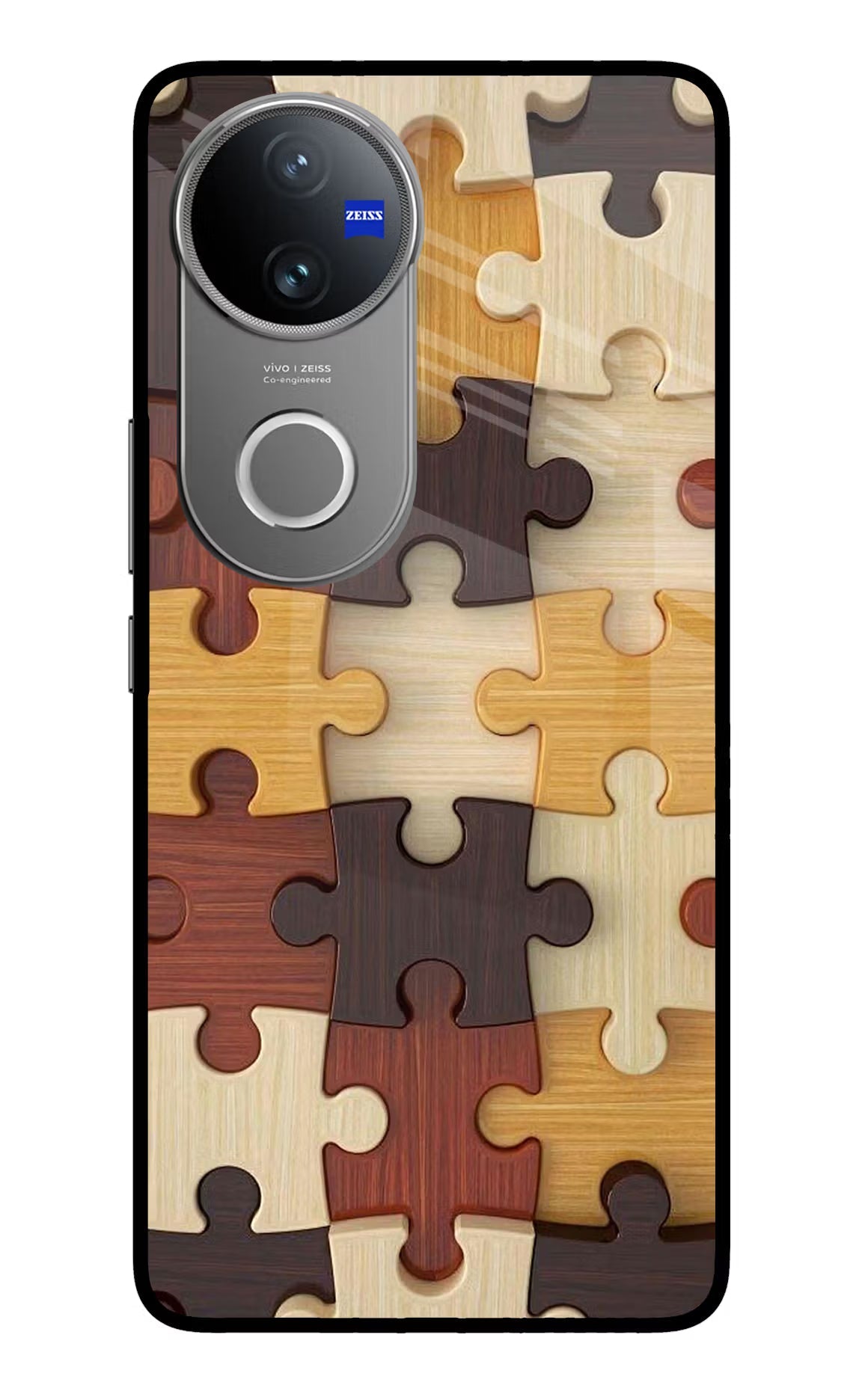 Wooden Puzzle Vivo V50 5G Glass Case