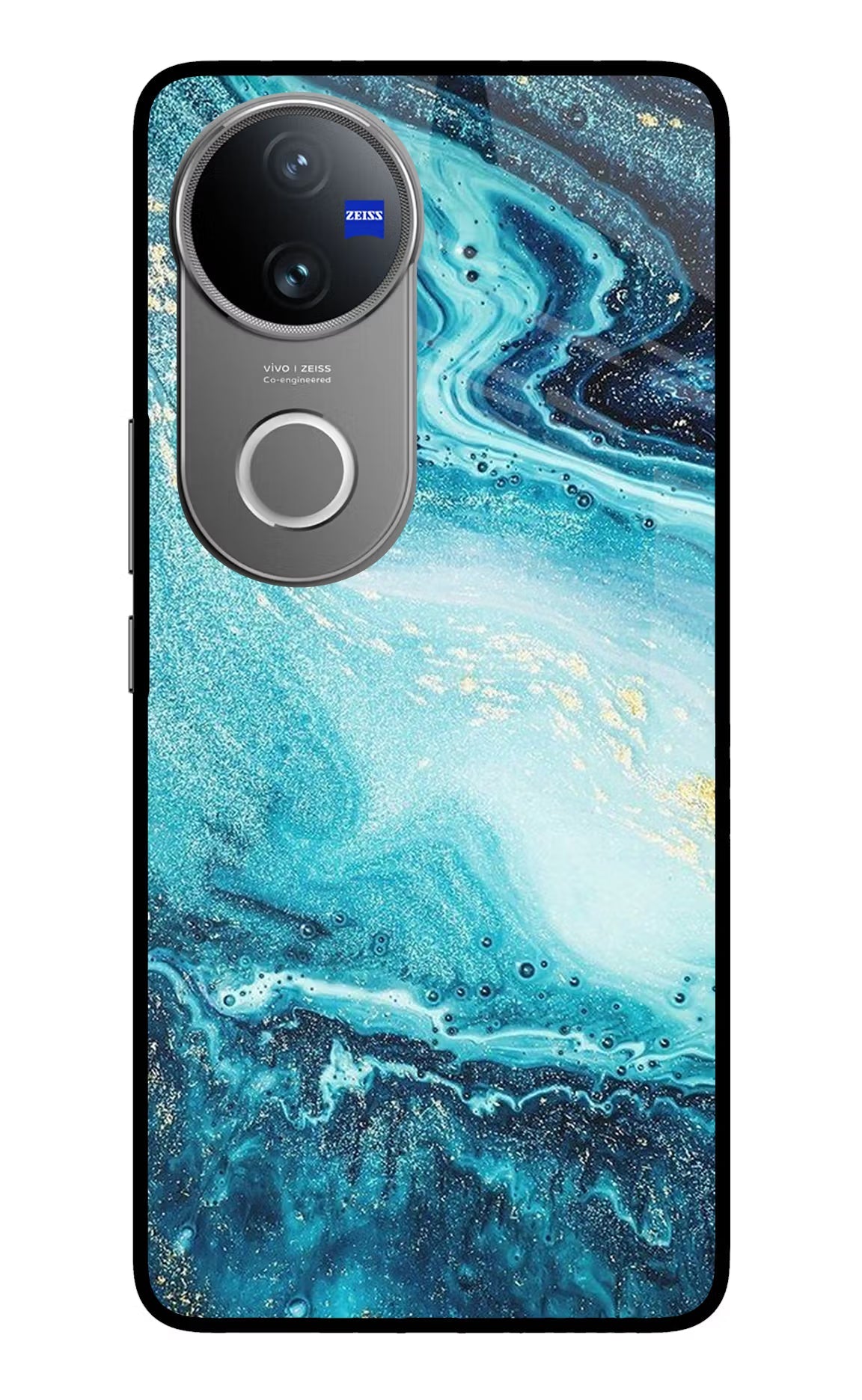 Blue Glitter Marble Vivo V50 5G Back Cover