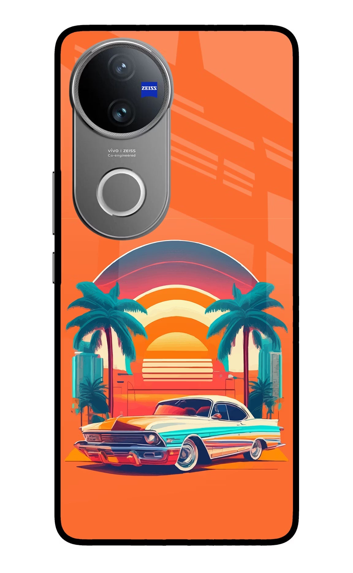 Palm Drive 80s Vivo V50 5G Glass Case