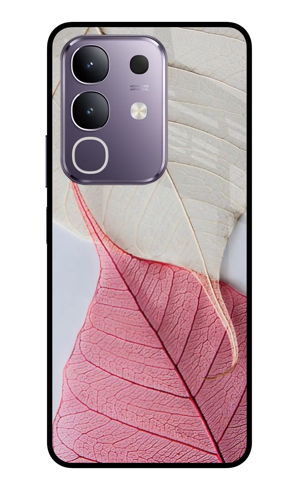 White Pink Leaf Vivo T4x 5G Glass Case