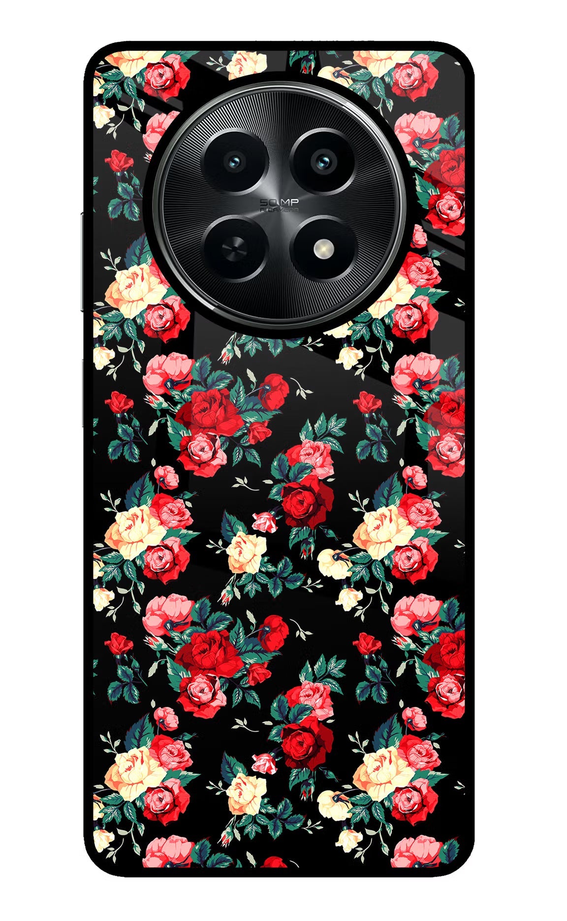Rose Pattern Realme C65 5G Glass Case