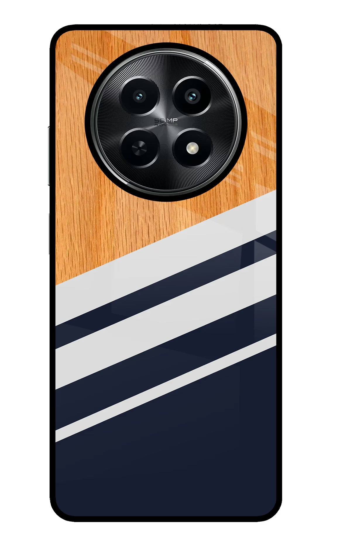 Blue and white wooden Realme C65 5G Back Cover