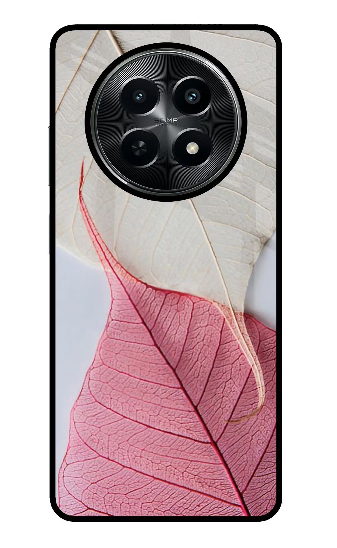 White Pink Leaf Realme C65 5G Back Cover