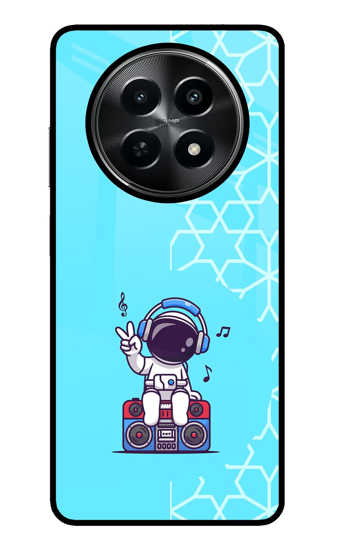 Cute Astronaut Chilling Realme C65 5G Glass Case