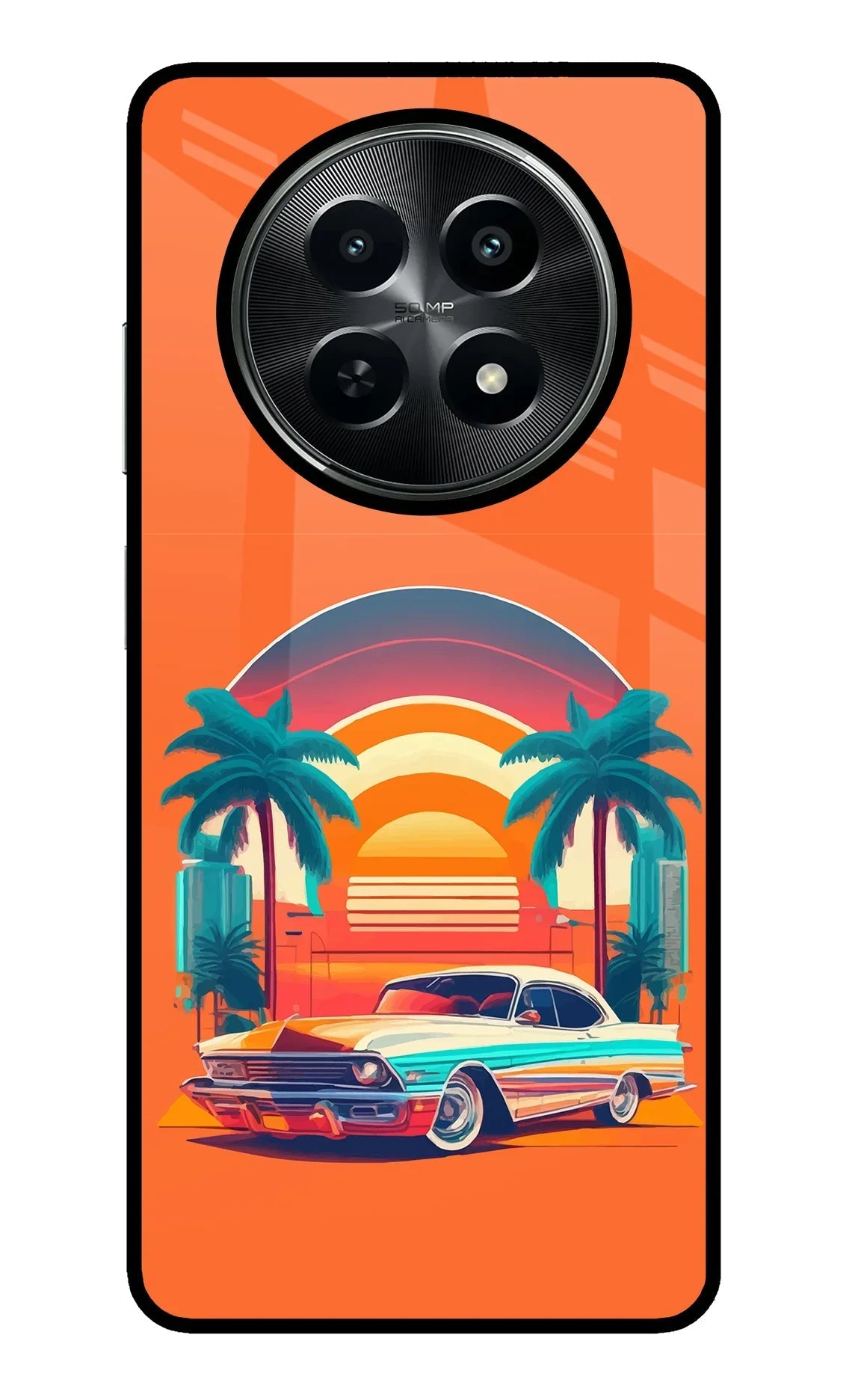 Palm Drive 80s Realme C65 5G Glass Case