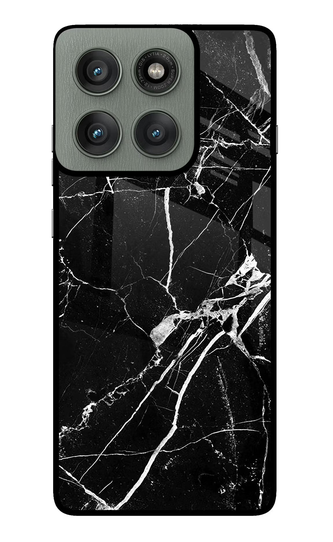 Black Marble Pattern Moto Edge 60 Pro Glass Case