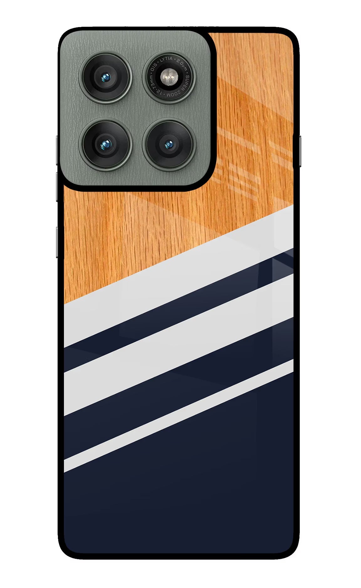 Blue and white wooden Moto Edge 60 Pro Back Cover