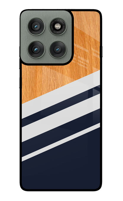Blue and white wooden Moto Edge 60 Pro Back Cover