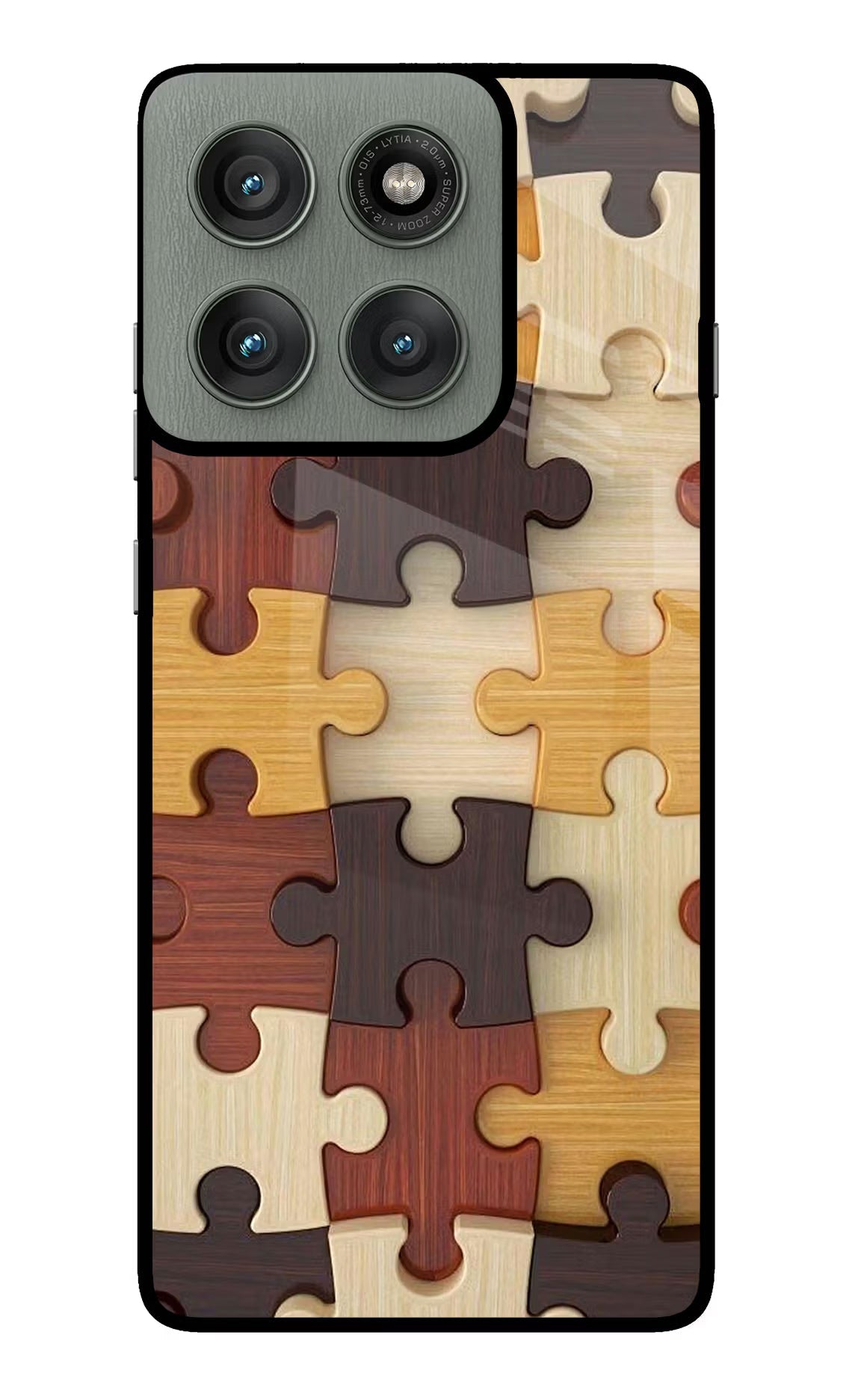 Wooden Puzzle Moto Edge 60 Pro Glass Case