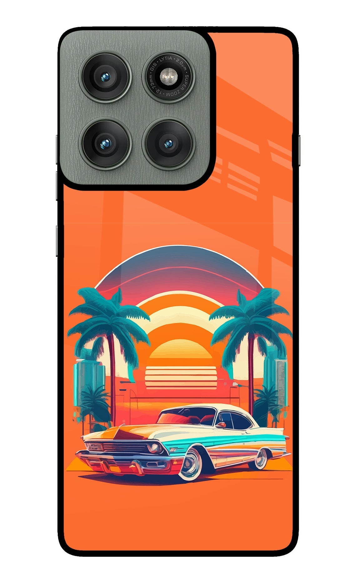 Palm Drive 80s Moto Edge 60 Pro Glass Case