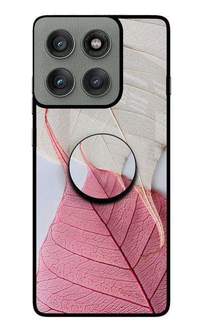 White Pink Leaf Moto Edge 60 Pro Pop Case