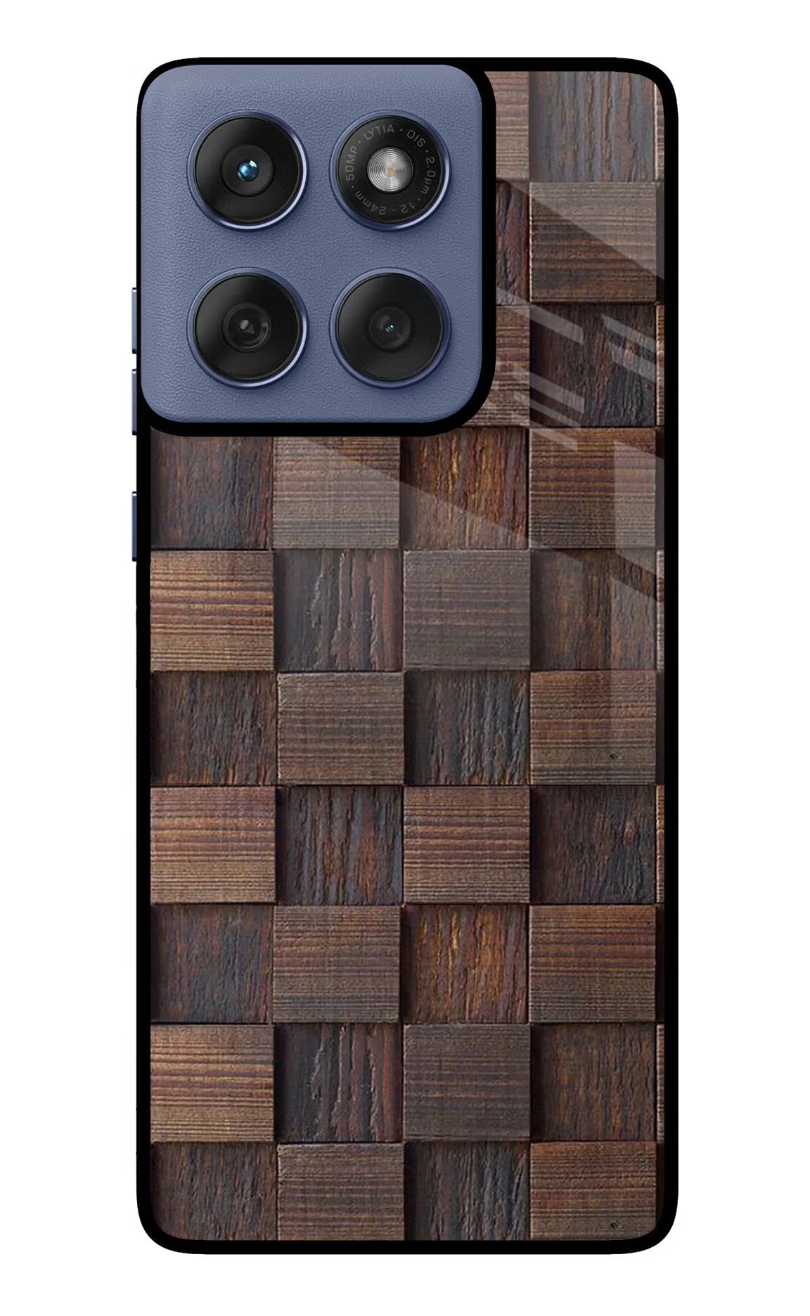 Wooden Cube Design Moto Edge 60 Fusion Back Cover