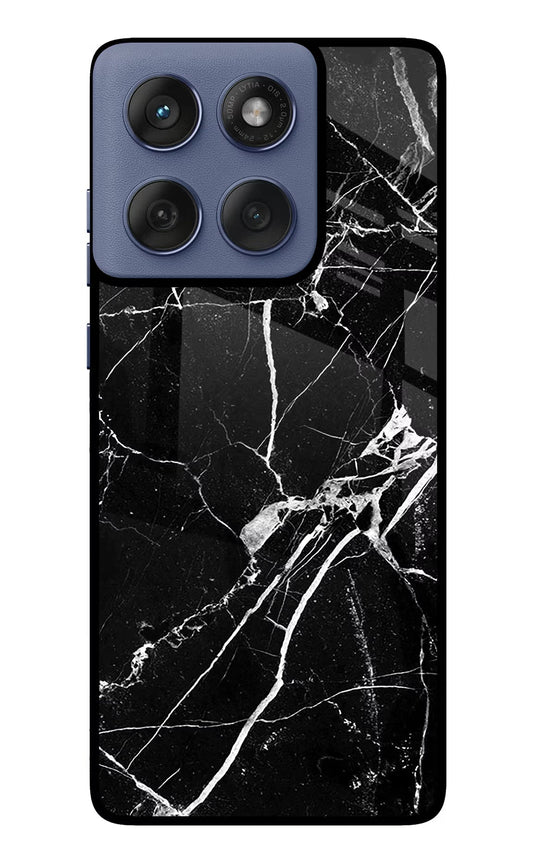 Black Marble Pattern Moto Edge 60 Fusion Glass Case