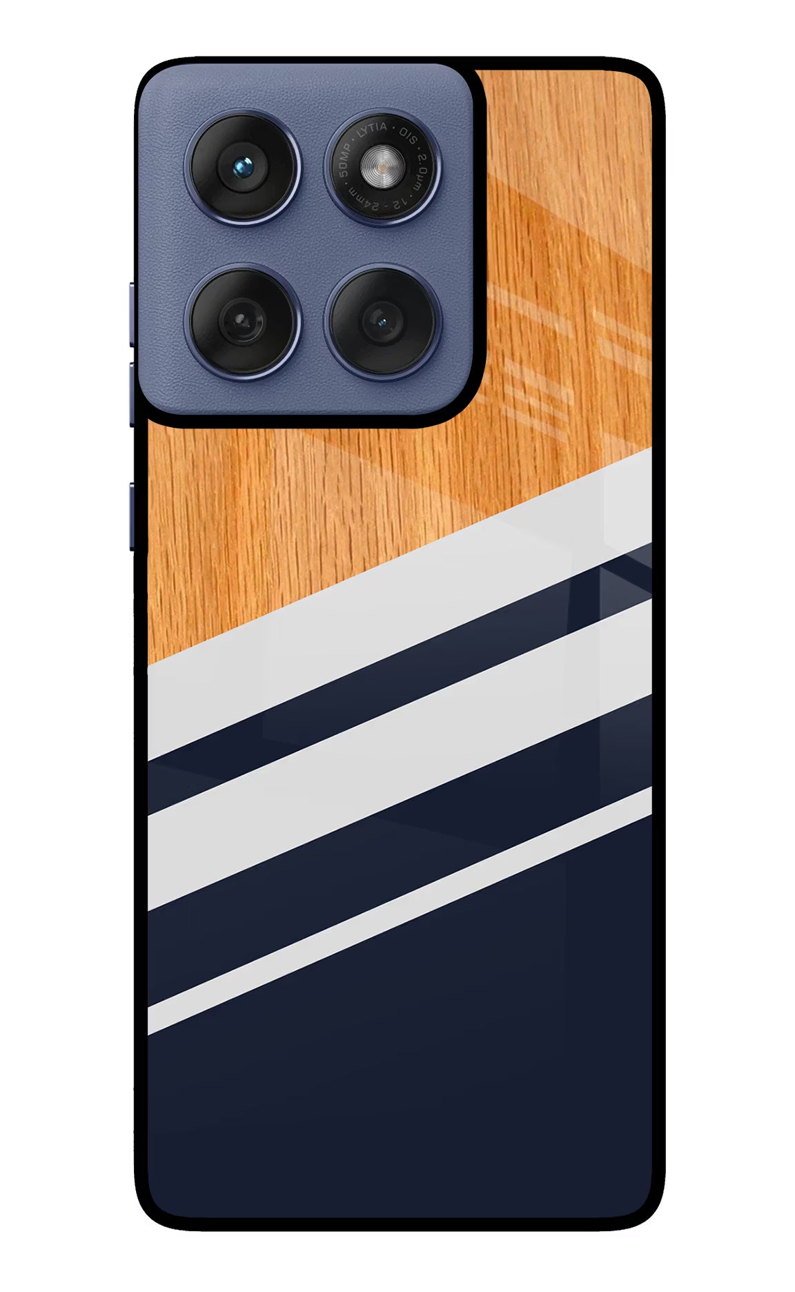 Blue and white wooden Moto Edge 60 Fusion Back Cover