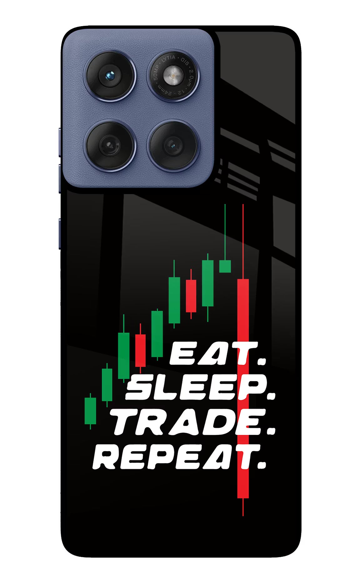 Eat Sleep Trade Repeat Moto Edge 60 Fusion Glass Case