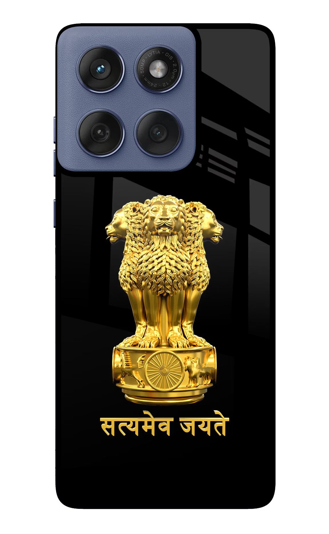 Satyamev Jayate Golden Moto Edge 60 Fusion Glass Case
