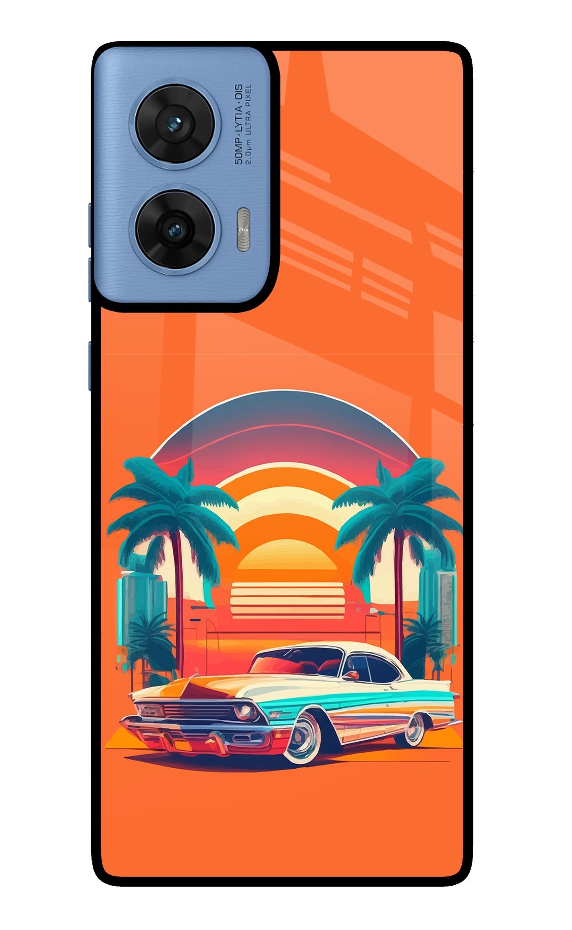 Palm Drive 80s Moto Edge 60 Fusion Glass Case