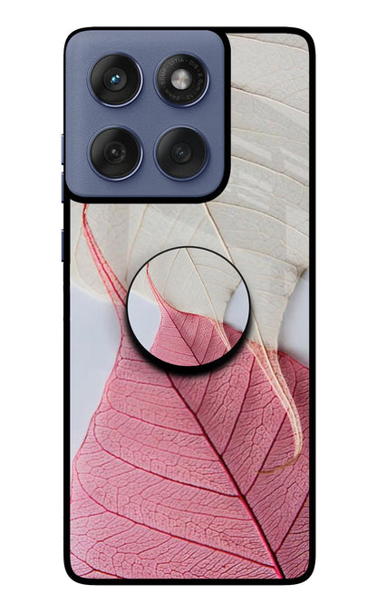 White Pink Leaf Moto Edge 60 Fusion Pop Case