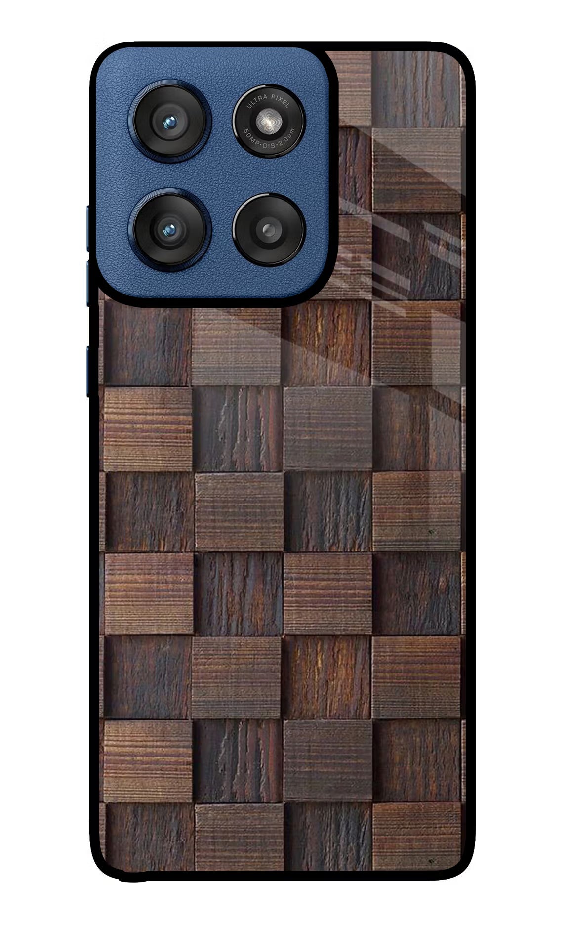 Wooden Cube Design Moto Edge 60 Stylus Glass Case