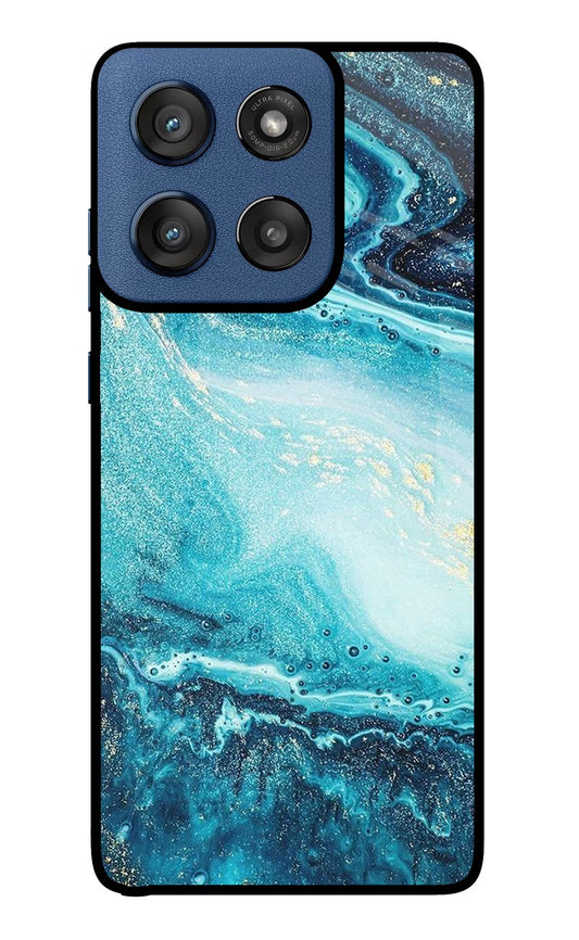 Blue Glitter Marble Moto Edge 60 Stylus Back Cover