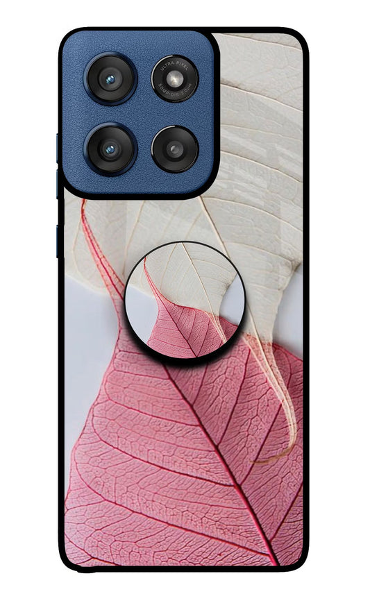 White Pink Leaf Moto Edge 60 Stylus Pop Case