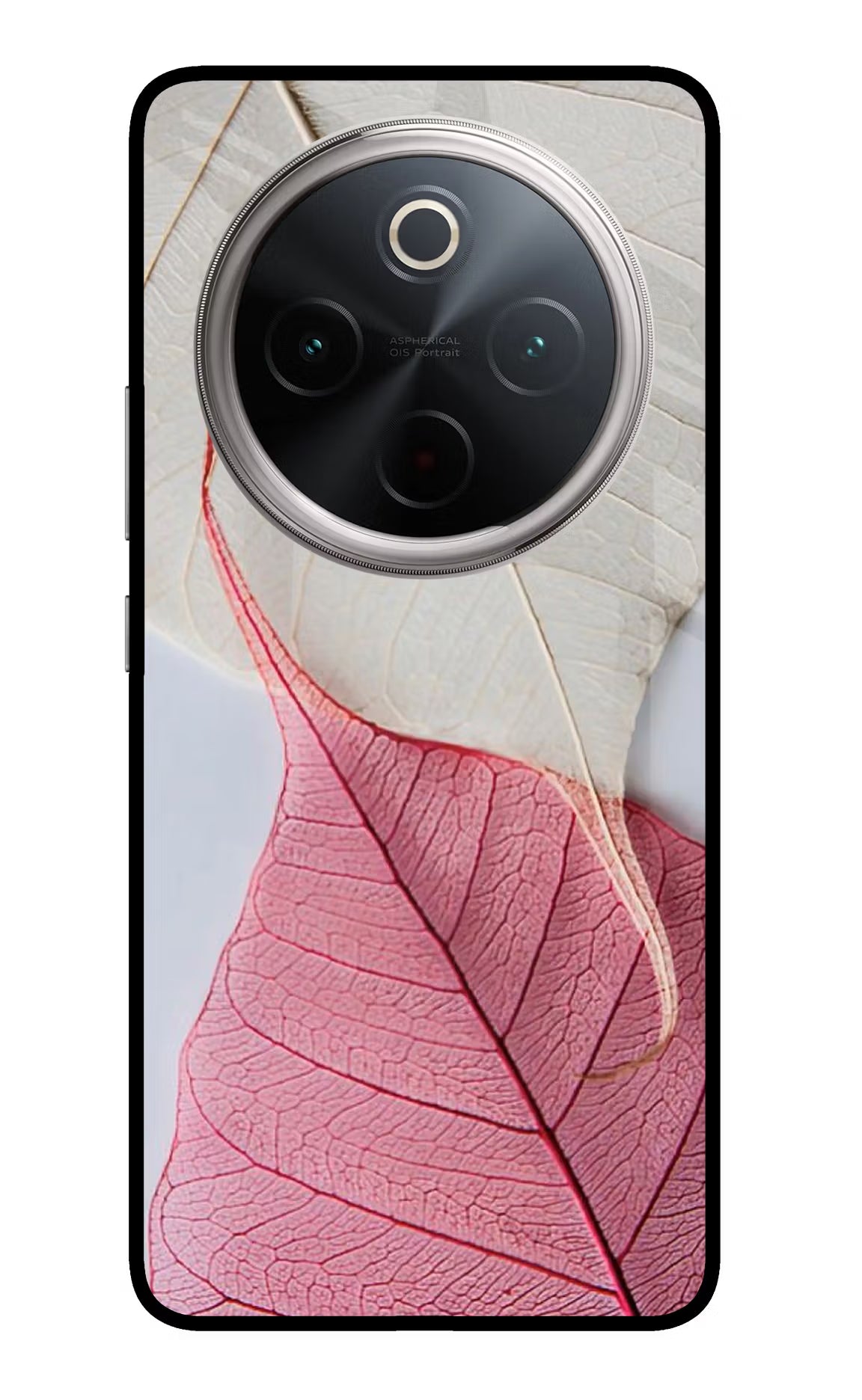 White Pink Leaf Vivo T4 5G Glass Case