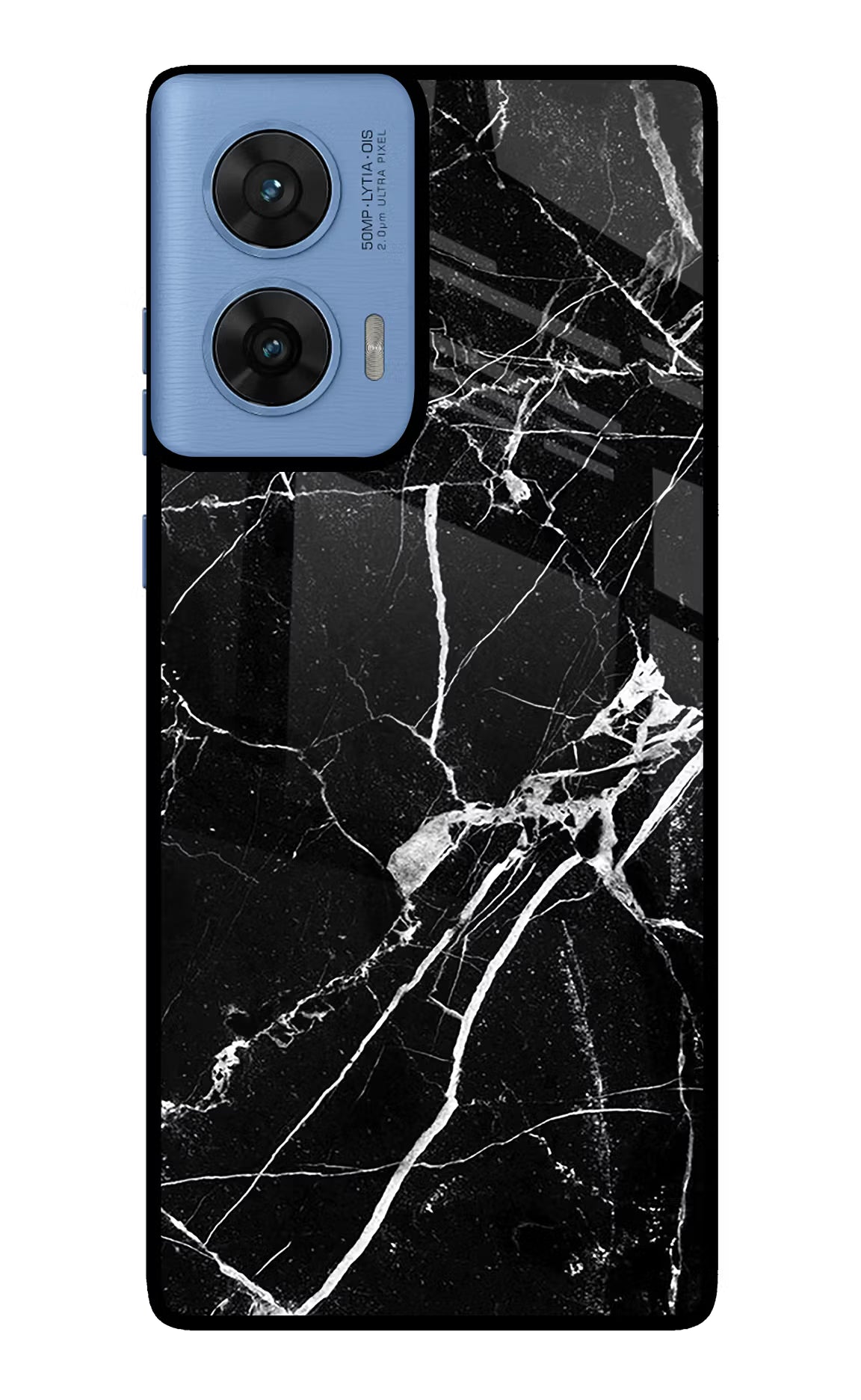 Black Marble Pattern Moto G96 5G Glass Case
