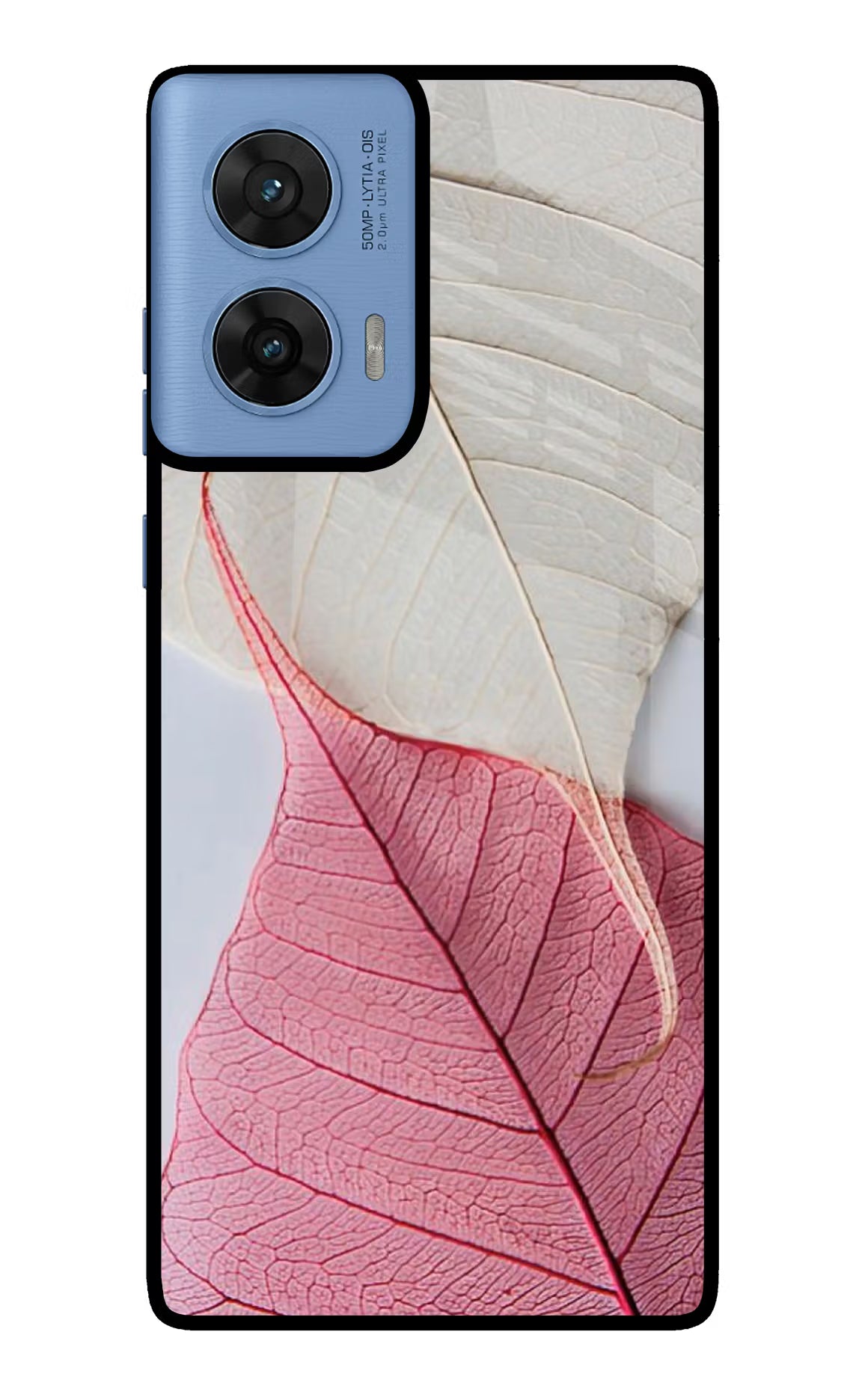 White Pink Leaf Moto G96 5G Glass Case