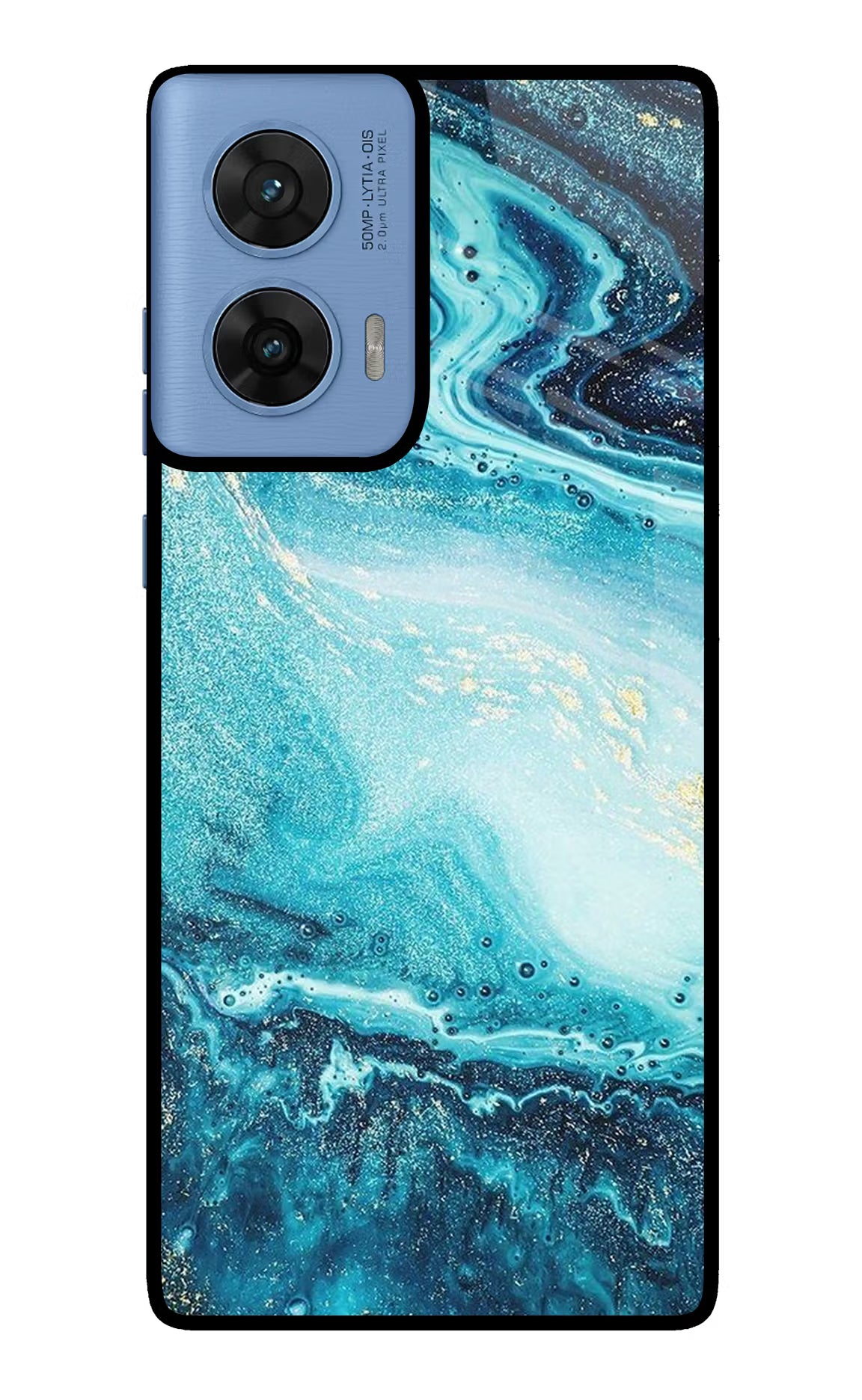 Blue Glitter Marble Moto G96 5G Back Cover