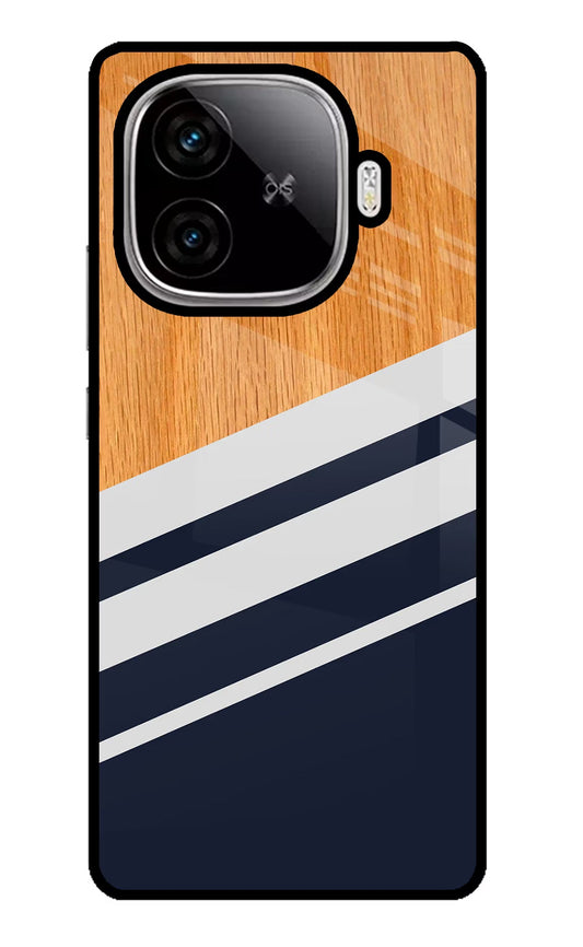 Blue and white wooden iQOO Neo 10R 5G Glass Case