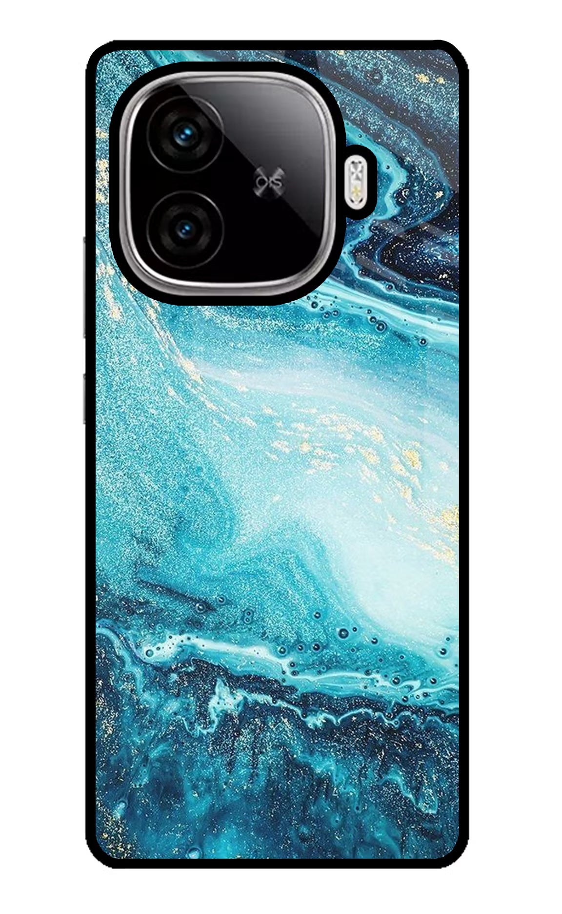 Blue Glitter Marble iQOO Neo 10R 5G Glass Case