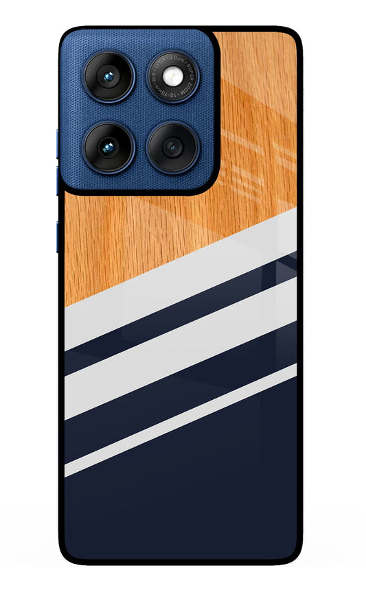 Blue and white wooden Moto Edge 60 Back Cover