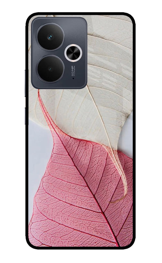 White Pink Leaf Realme 14T 5G Glass Case