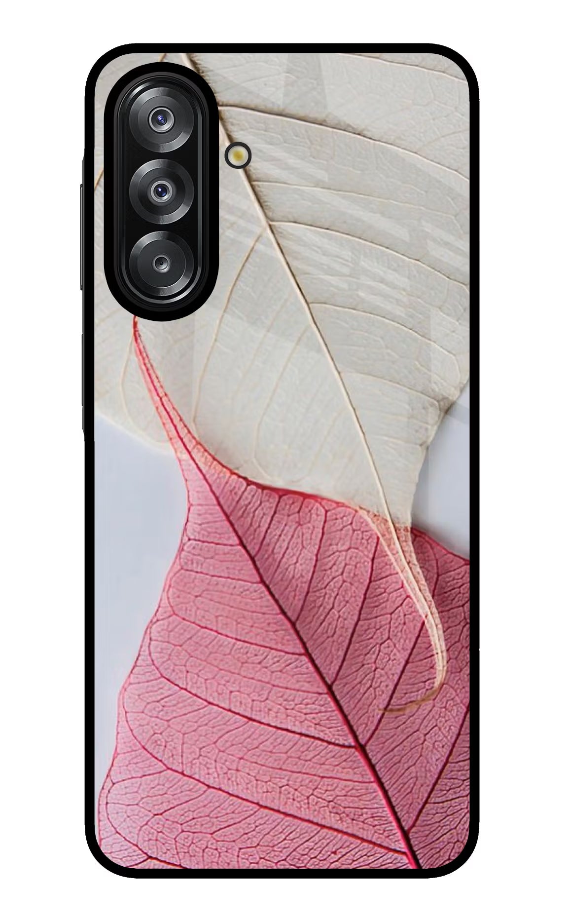 White Pink Leaf Samsung A26 Glass Case