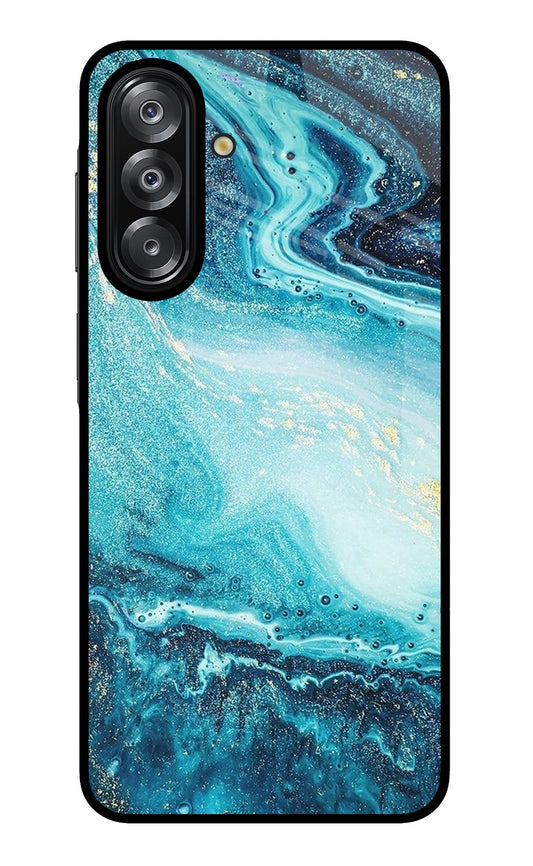 Blue Glitter Marble Samsung A26 Glass Case